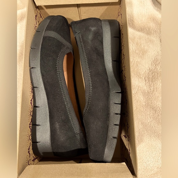 Clarks Black Suede Slip-On Loafers - Picture 3 of 7